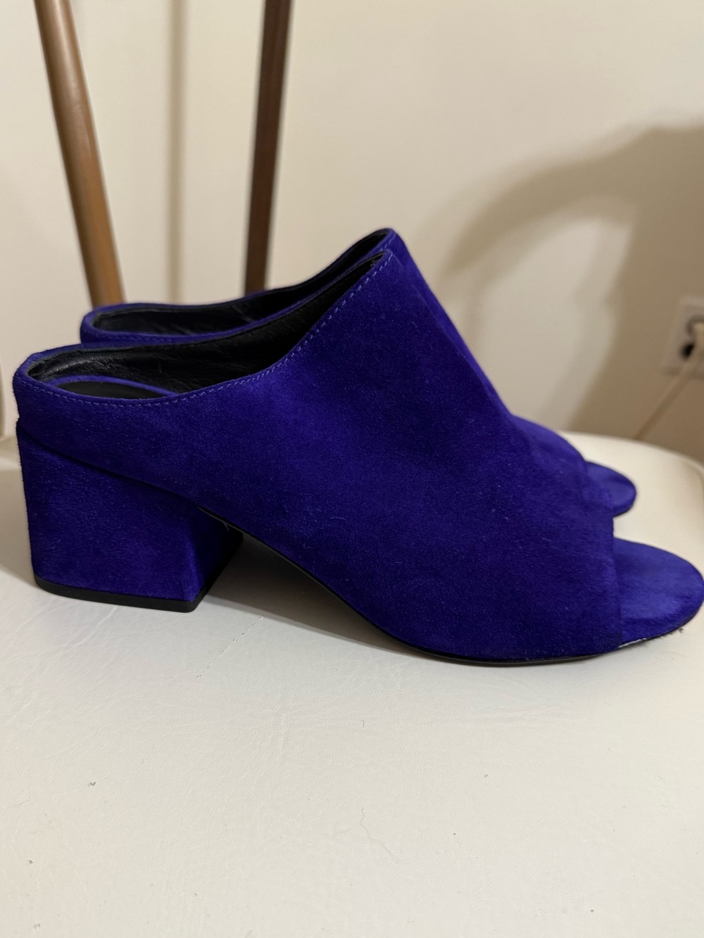 3.1 Phillip Lim deep purple suede chunky heel mules